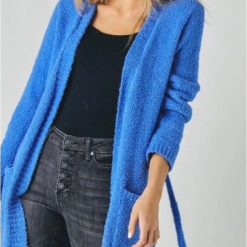 DAVI & DANI  1x Full Length Super Plush Cardigan Sky Blue